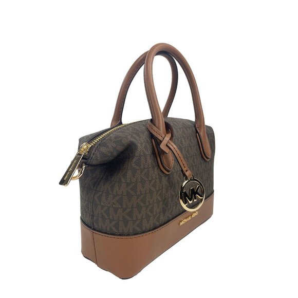 NEW Michael Kors Hyde Small Satchel Crossbody Brown PVC Purse Handbag NWT - Picture 6 of 6